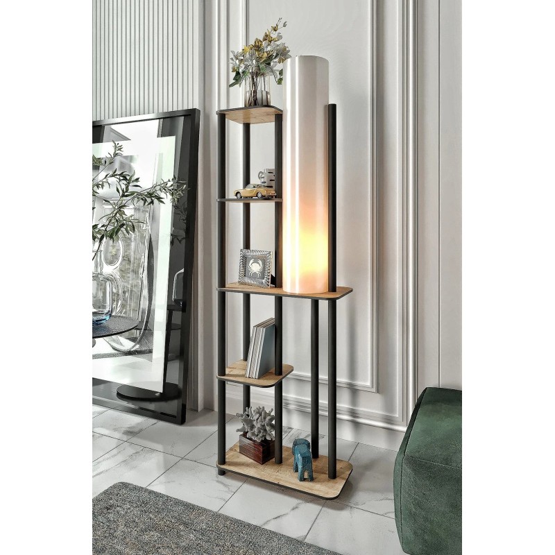 Stewehome Βιβλιοθήκη Φωτιστικό Δαπέδου με Ράφια δρυς (45 x 25 x 130cm)