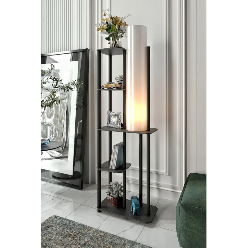 Stewehome Βιβλιοθήκη Φωτιστικό Δαπέδου με Ράφια μαύρο (45 x 25 x 130cm)