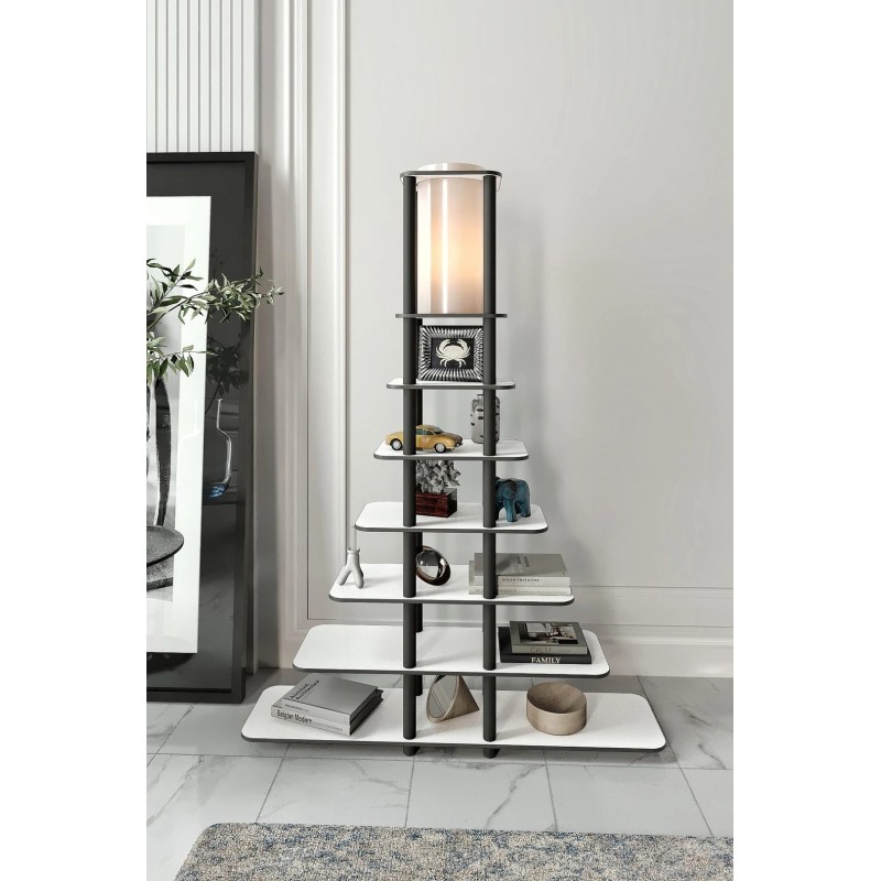 Stewehome Διακοσμητικό Φωτιστικό Δαπέδου με 6 Ράφια λευκό 100x24x140cm