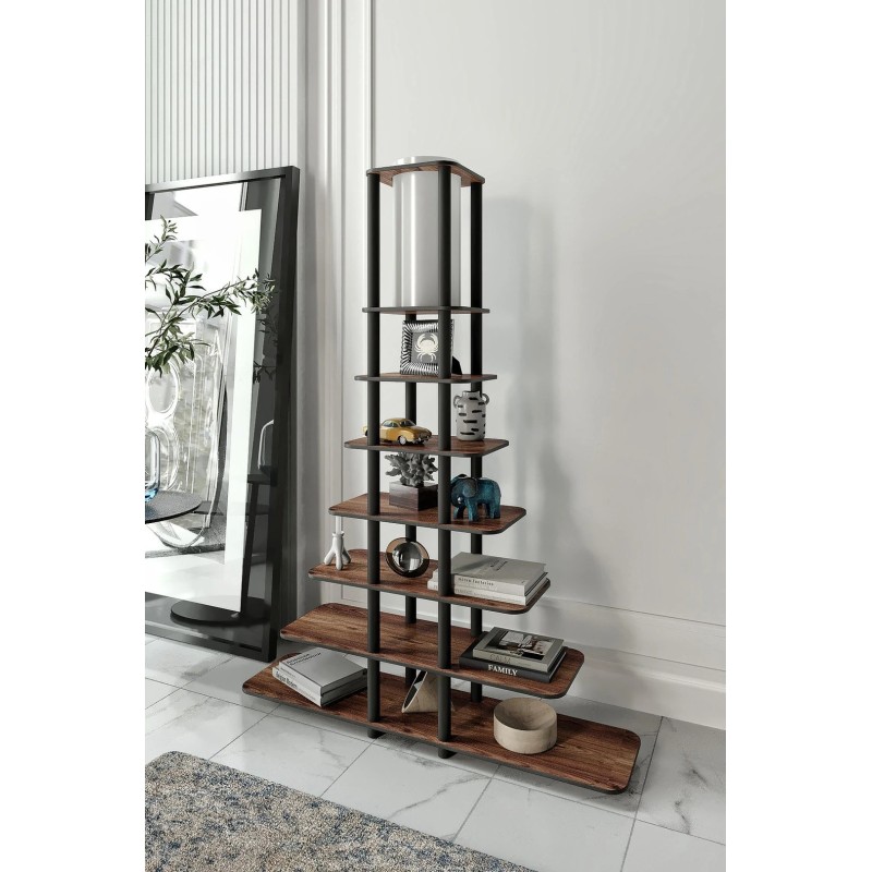 Stewehome Διακοσμητικό Φωτιστικό Δαπέδου με 6 Ράφια καρυδιάς100x24x140cm