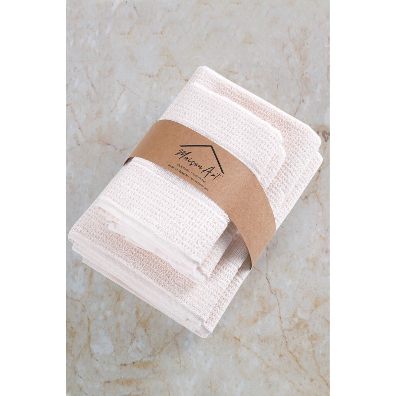 Stewehome Απαλές Βαμβακερές Πετσέτες Μπάνιου &amp; Προσώπου 4τμχ Κρέμ70x140cm