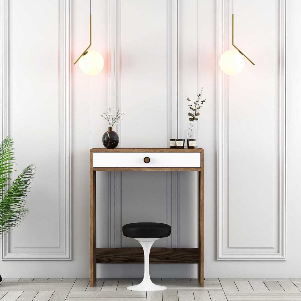 Μίνι τραπέζι μακιγιάζ - Καρυδιά / Λευκό 70x84x71cm