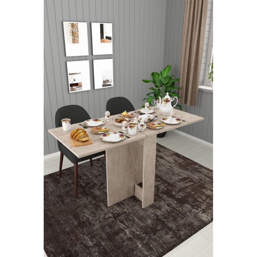 Stewehome Πτυσσόμενο Τραπέζι Κουζίνας MDF - Ανοιχτό μπεζ133x60x75cm