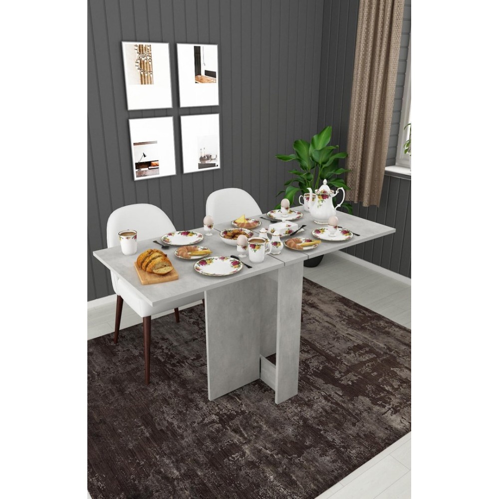 Stewehome ΠΠτυσσόμενο Τραπέζι Κουζίνας MDF - Ανοιχτό γκρι τσιμέντου133x60x75cm