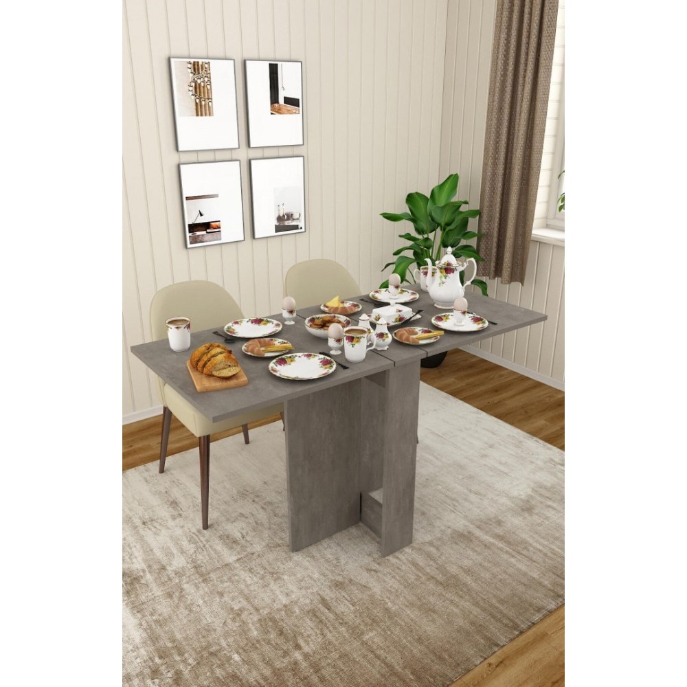 Stewehome ΠτΠτυσσόμενο Τραπέζι Κουζίνας MDF - Σκούρο γκρι τσιμέντου133x60x75cm