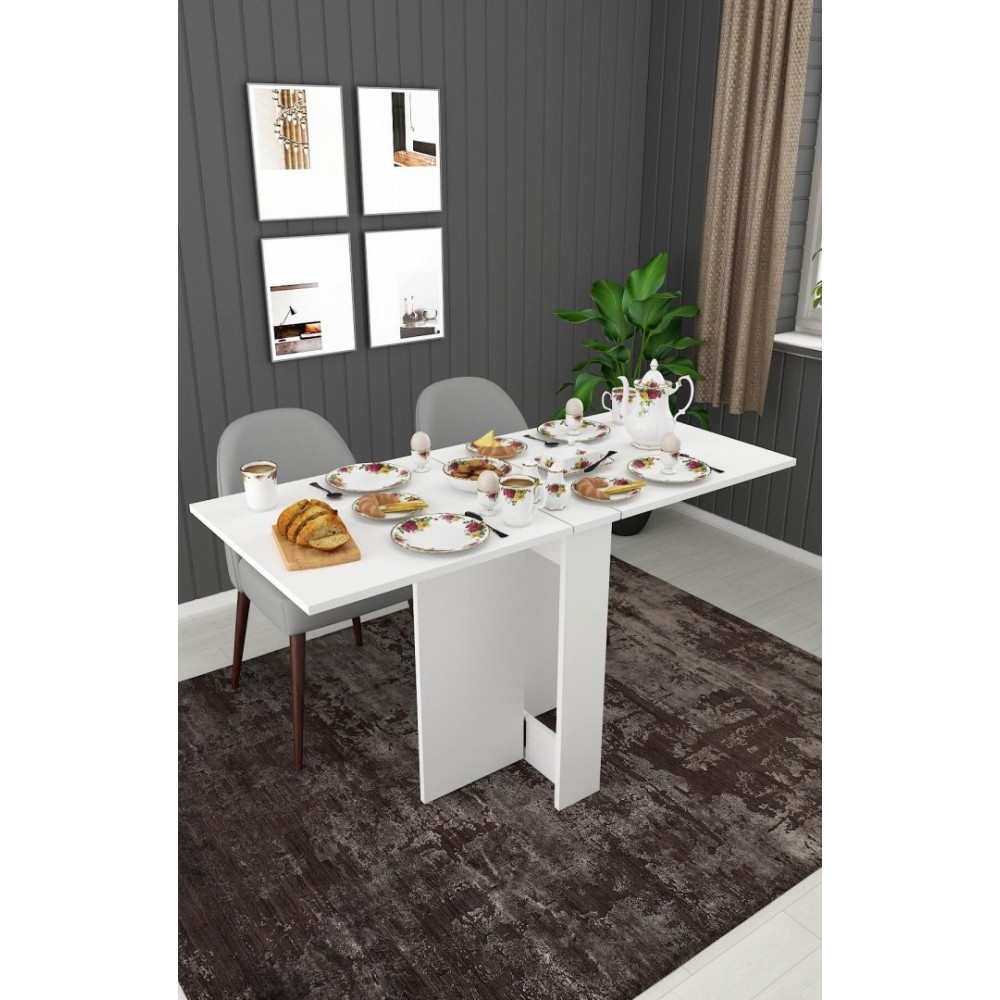 Stewehome Πτυσσόμενο Τραπέζι Κουζίνας MDF - λευκό133x60x75cm