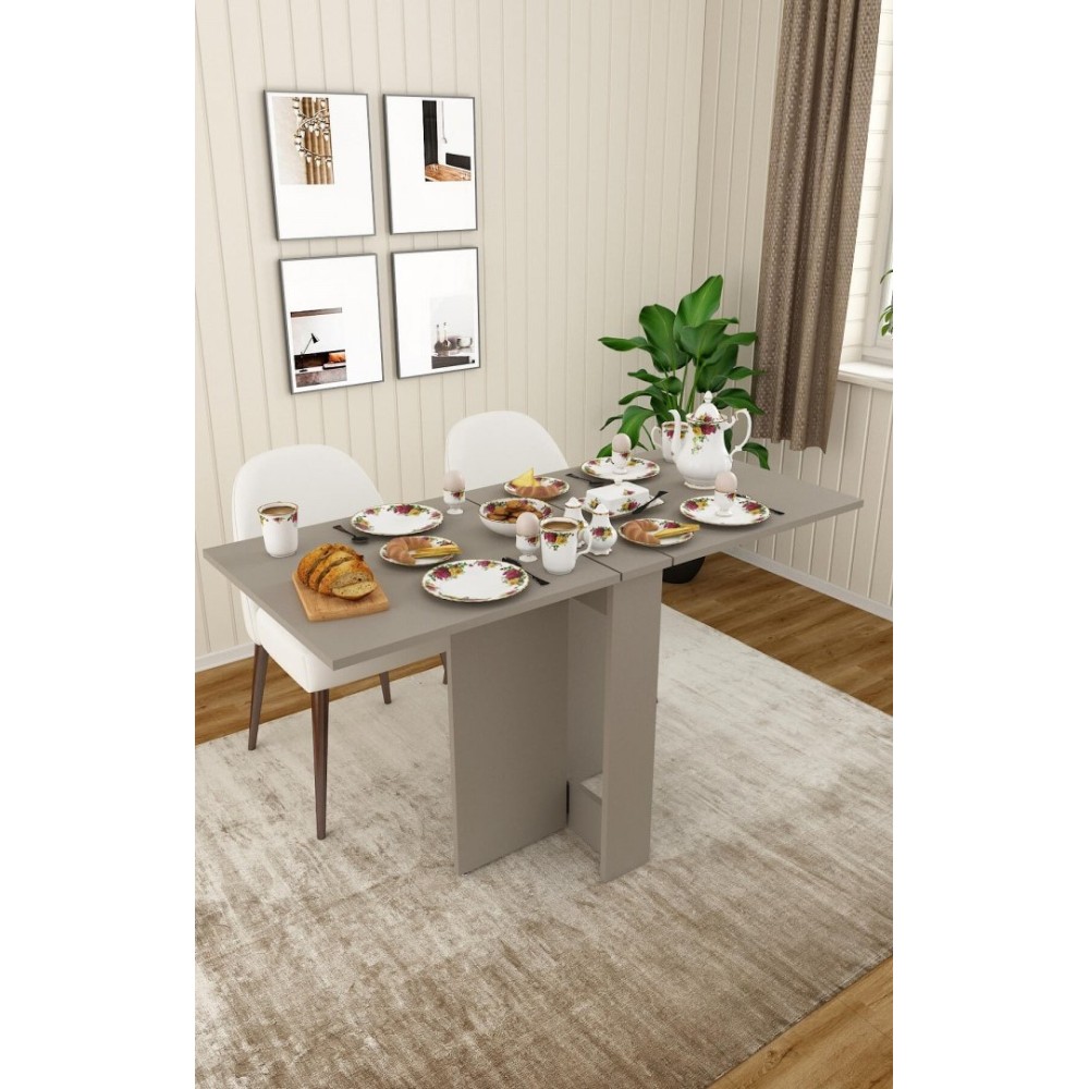 Stewehome Πτυσσόμενο Τραπέζι Κουζίνας MDF - Γκρι μπεζ133x60x75cm