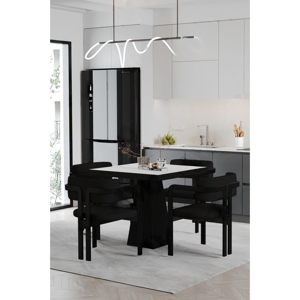 Stewehome Μικρό τραπέζι για 4 άτομα για κουζίνα ή τραπεζαρία - λευκό80×80cm