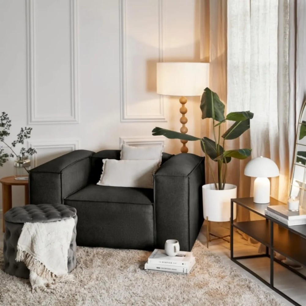 Stewehome Μοντέρνος Μονός Καναπές με Μοναδική Άνεση &amp; Στιλάτο Design Μαύρο-115x90x68cm