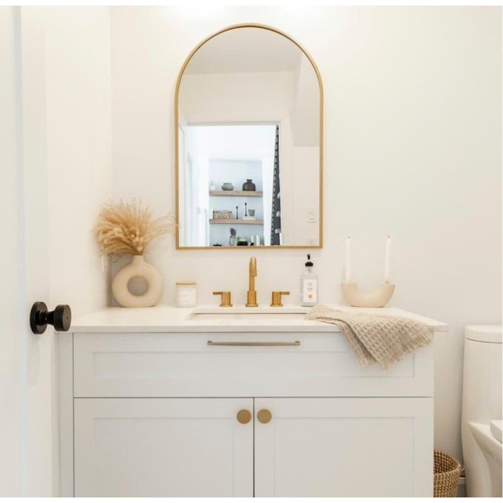 Στρογγυλός Καθρέπτης με Χρυσή Μεταλλική Κορνίζα για Μπάνιο (76 x 55 cm)