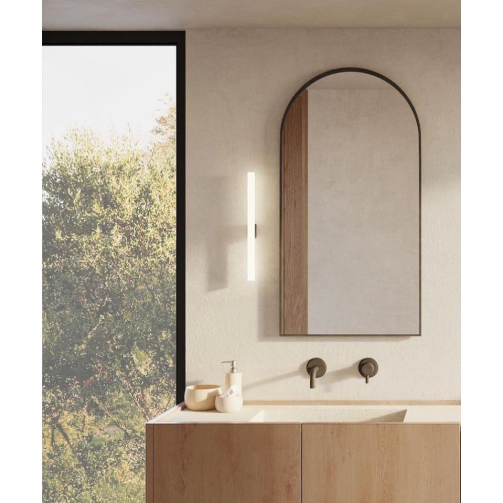 Στρογγυλός Καθρέπτης με Μαύρη Μεταλλική Κορνίζα για Μπάνιο (80 x 40 cm)