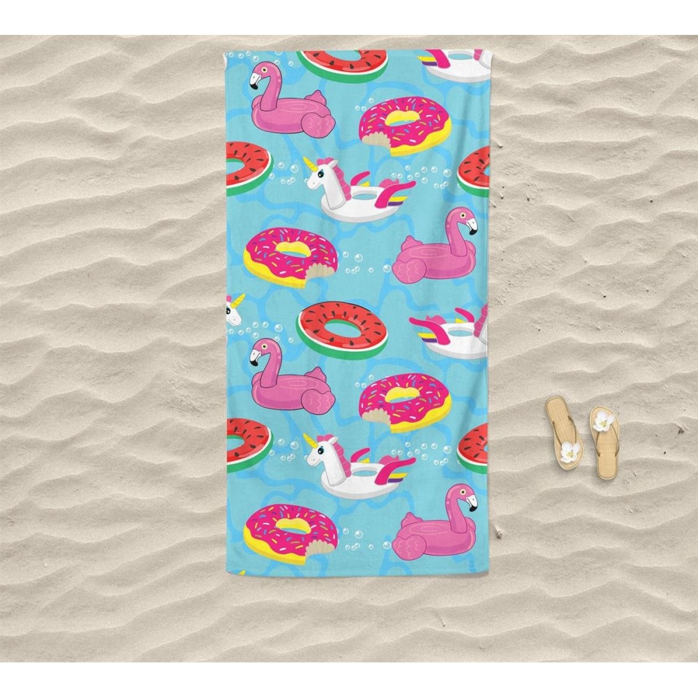 Stewehome Πολύχρωμη Πετσέτα Θαλάσσης με Φλαμίνγκο &amp; Μονόκερο – 75x150cm