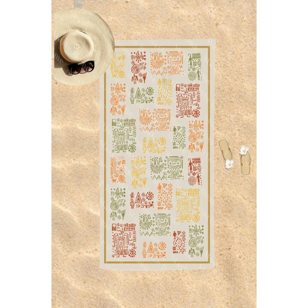 Stewehome Πετσέτα Θαλάσσης με Έθνικ Σχέδιο – Μοτίβο σε Γήινες Αποχρώσεις - 75x150cm