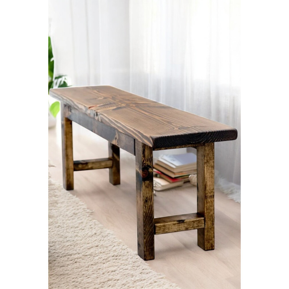 Stewehome Ξύλινος Πάγκος Rustic με Φυσική Απόχρωση Καρυδί 100x28x43 cm