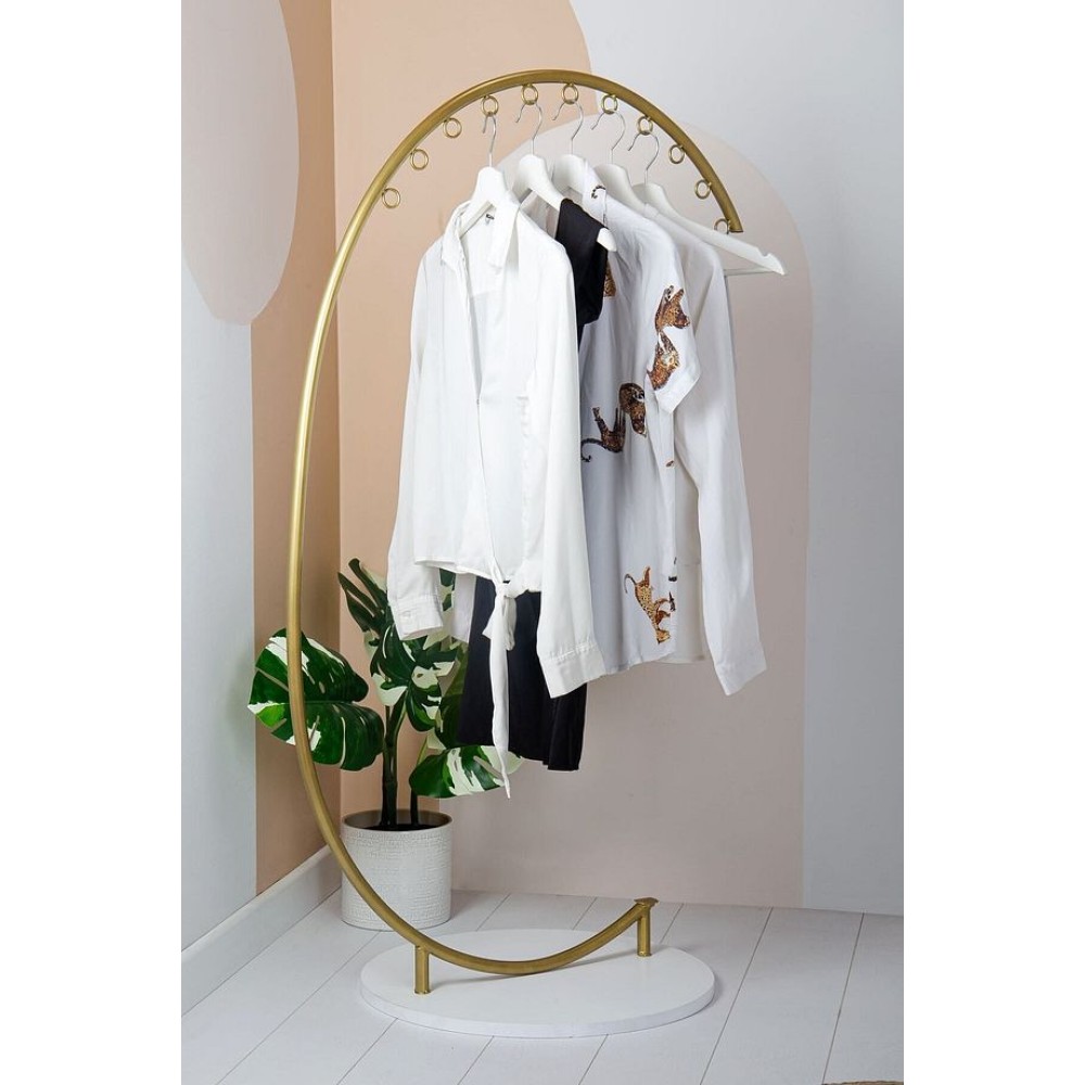 Stewehome Μοντέρνα Κρεμάστρα Δαπέδου με Καμπύλο Σχεδιασμό για Ρούχα- Χρυσός130x75cm