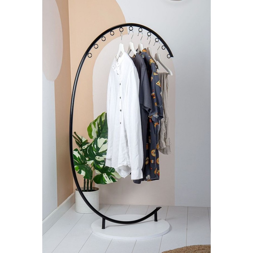 Stewehome Μοντέρνα Κρεμάστρα Δαπέδου με Καμπύλο Σχεδιασμό για Ρούχα- Μαύρο130x75cm