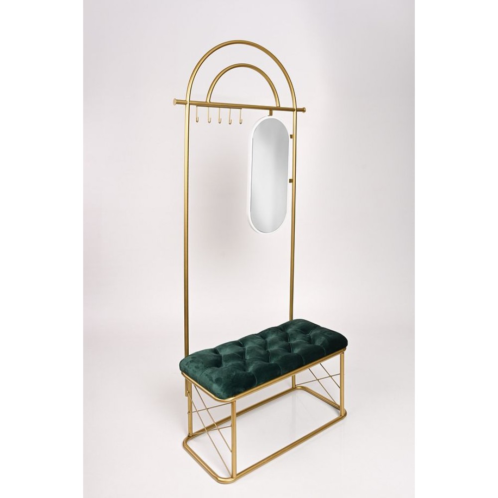 Stewehome Πορτμαντό με Καθρέφτη &amp; Πάγκο Παπουτσοθήκης Πράσινο 76x180x30cm