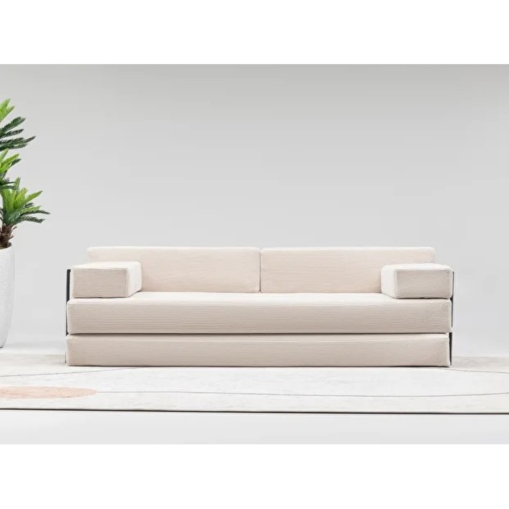 Τριθέσιος Αναδιπλούμενος Καναπές-Κρεβάτι Πολυμορφικός  Λευκο200x90x47cm