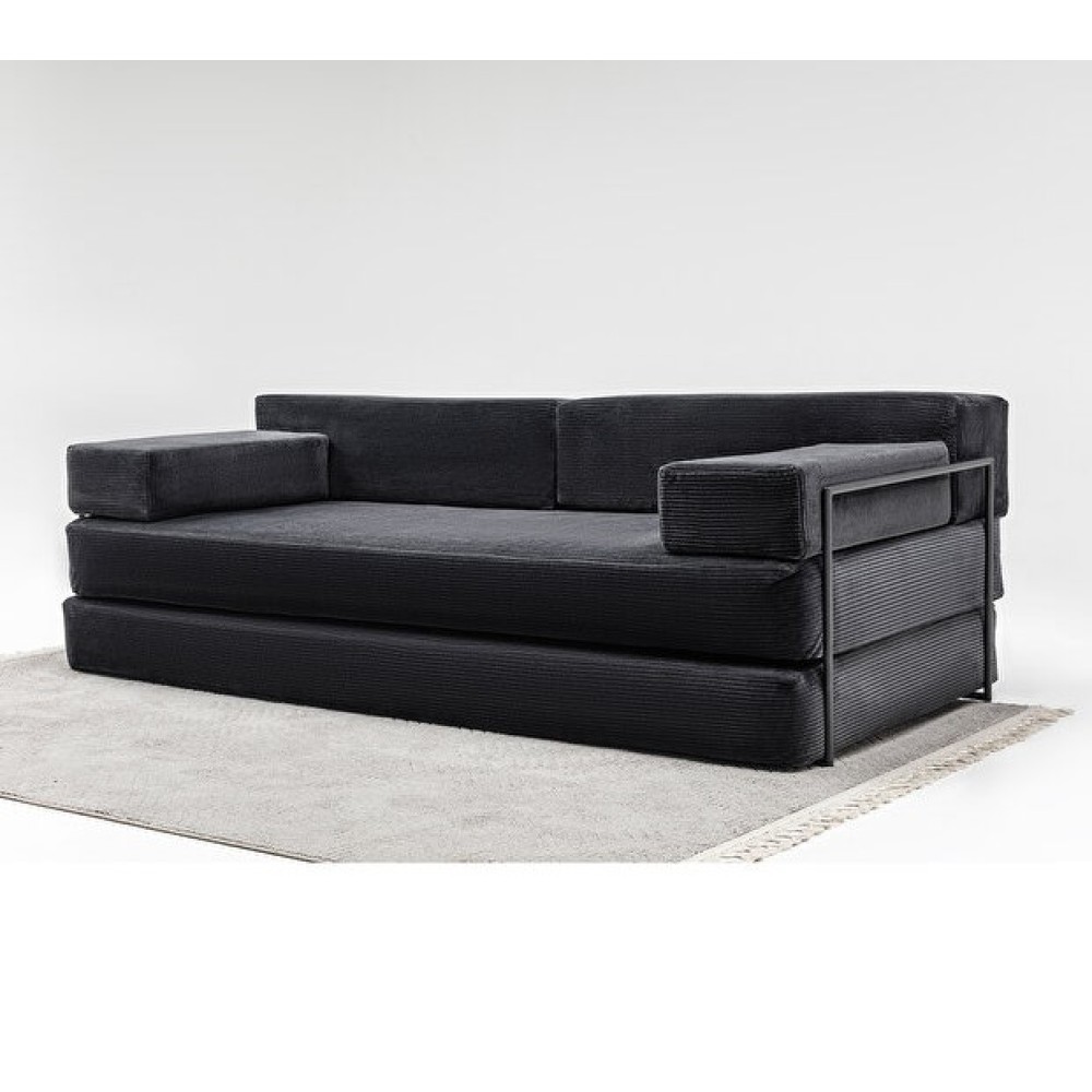 Τριθέσιος Αναδιπλούμενος Καναπές-Κρεβάτι Πολυμορφικός Ανθρακί 200x90x47cm