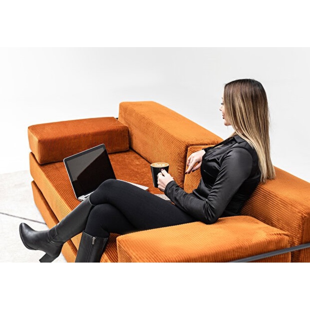 Τριθέσιος Αναδιπλούμενος Καναπές-Κρεβάτι Πολυμορφικός Πορτοκαλί200x90x47cm