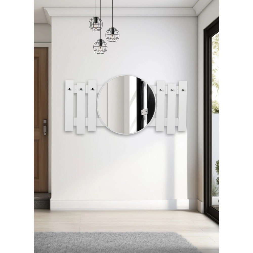 Stewehome Κρεμάστρα Τοίχου Λευκή με Καθρέφτη MDF 120x60x60cm