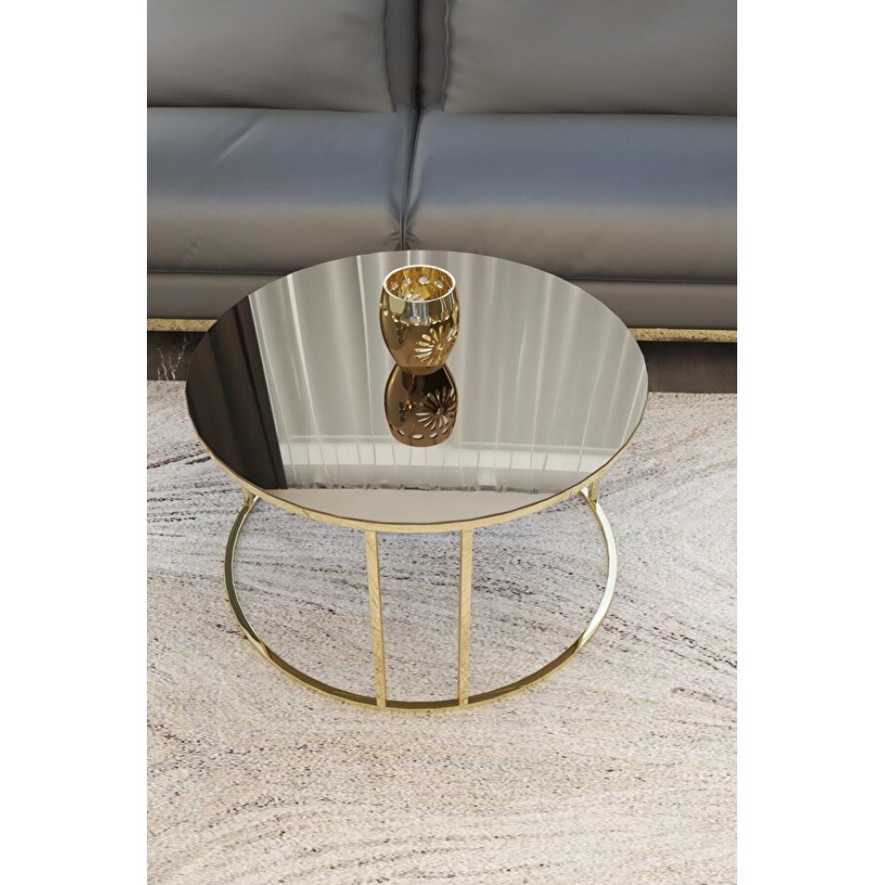 Stewehome Τραπεζάκι Σαλονιού με Επιφάνεια Καθρέφτη και Κομψό Στυλ Χρυσό χρώμα- 75x45cm