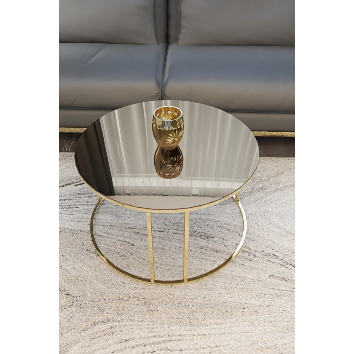 Stewehome Τραπεζάκι Σαλονιού με Επιφάνεια Καθρέφτη και Κομψό Στυλ Χρυσό χρώμα- 75x45cm