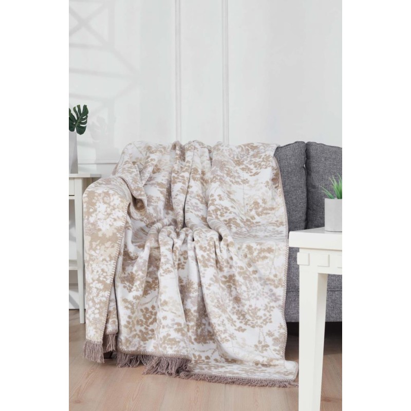 Stewehome Βαμβακερή μονή κουβέρτα Cosmic με μπεζ μοτίβο για άνεση 150x200 cm