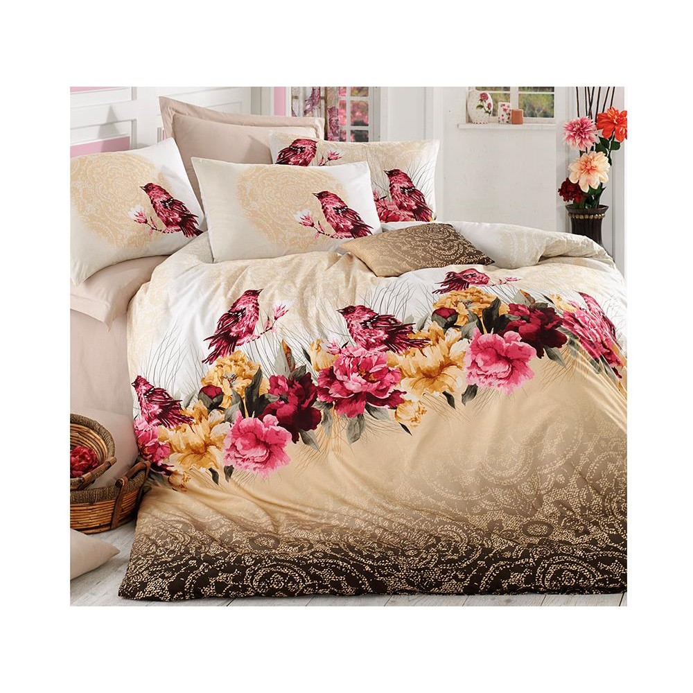 Σετ Παπλωματοθήκης Διπλό 4 Τεμαχίων Καφέ 200x220cm