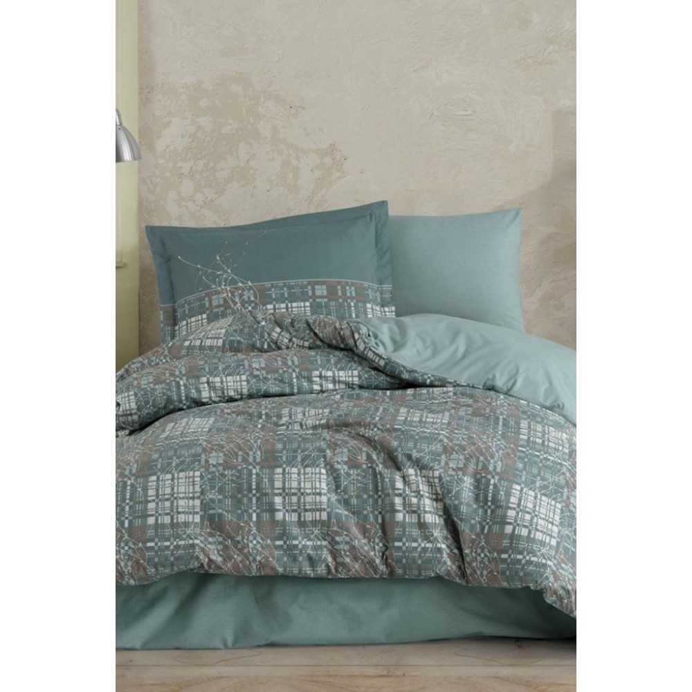 Μονό Σετ Παπλωματοθήκης Πράσινου Χρώματος με Μοντέρνο Σχέδιο 160x220cm