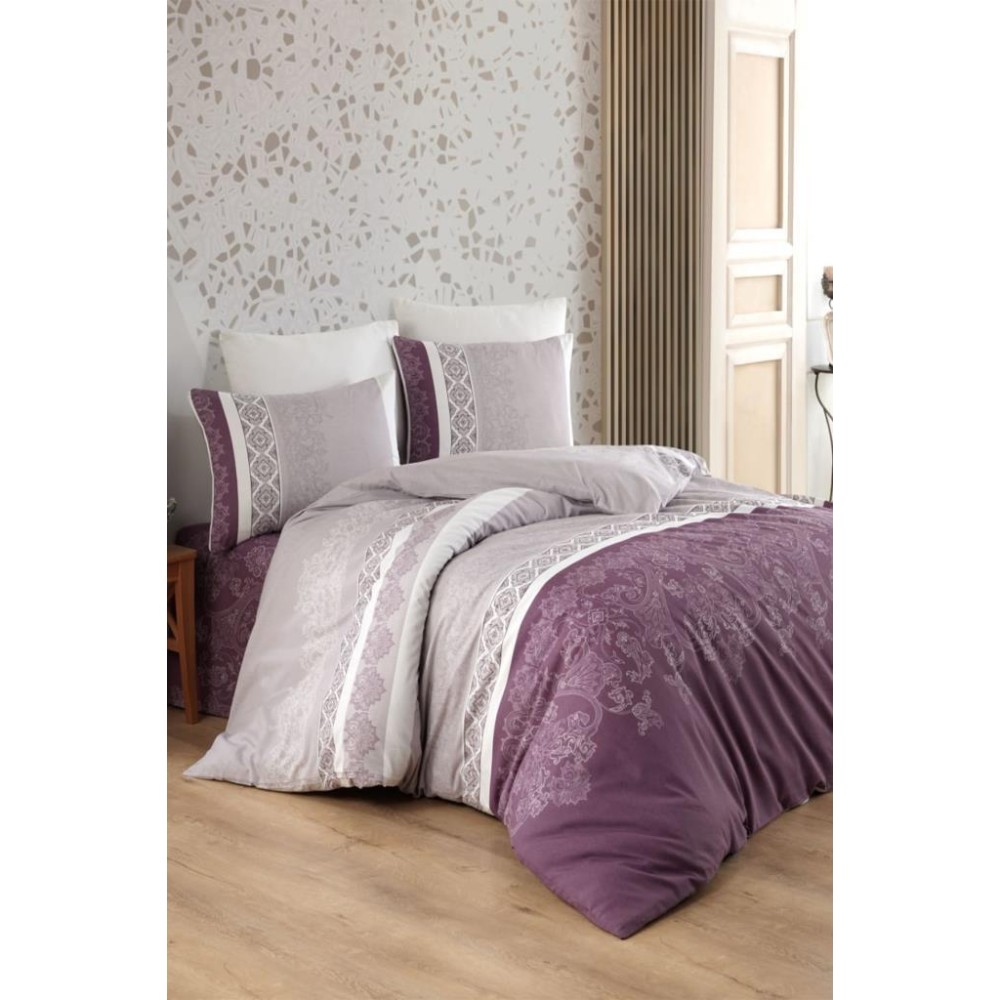 Σετ Παπλωματοθήκης Μονό Λιλά με Κλασικό Διακοσμητικό Σχέδιο -μοβ160x220 cm