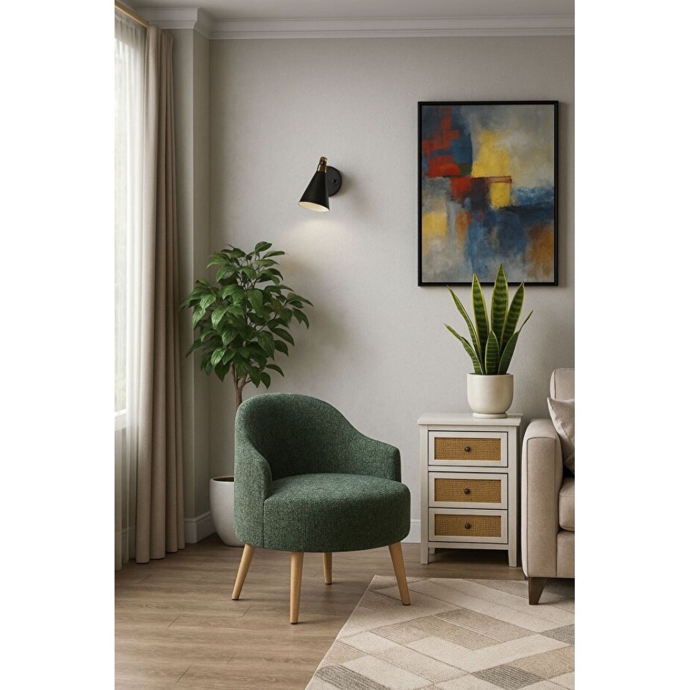 Stewehome Πουφ Πολυθρόνα με Ξύλινα Πόδια και Υφασμάτινη Ύφανση Καθιστικού -25x25x45 cm