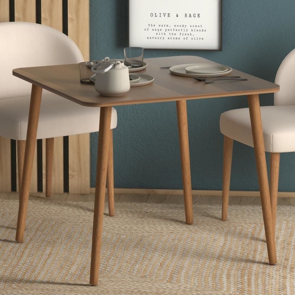 Stewehome Τετράγωνο Τραπέζι Κουζίνας Καρυδί 90×90×73 cm