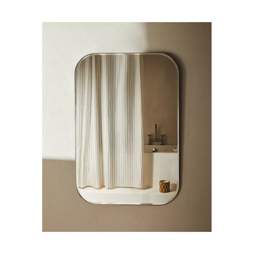 Ορθογώνιος Καθρέφτης Μπάνιου Τοίχου Πίστης σε Λευκό Χρώμα 65x40 cm