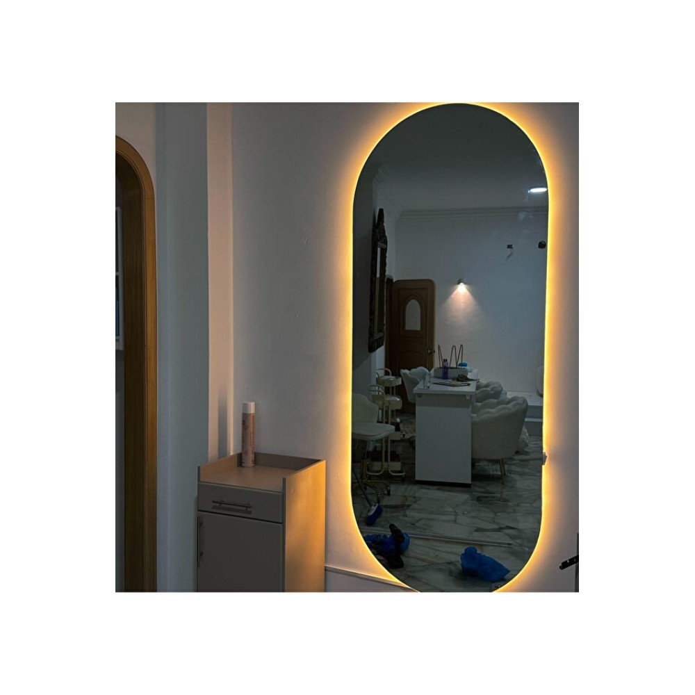 Μοντέρνος Ασύρματος Καθρέφτης Μπαταρίας σε Καφέ Απόχρωση 90x55 cm