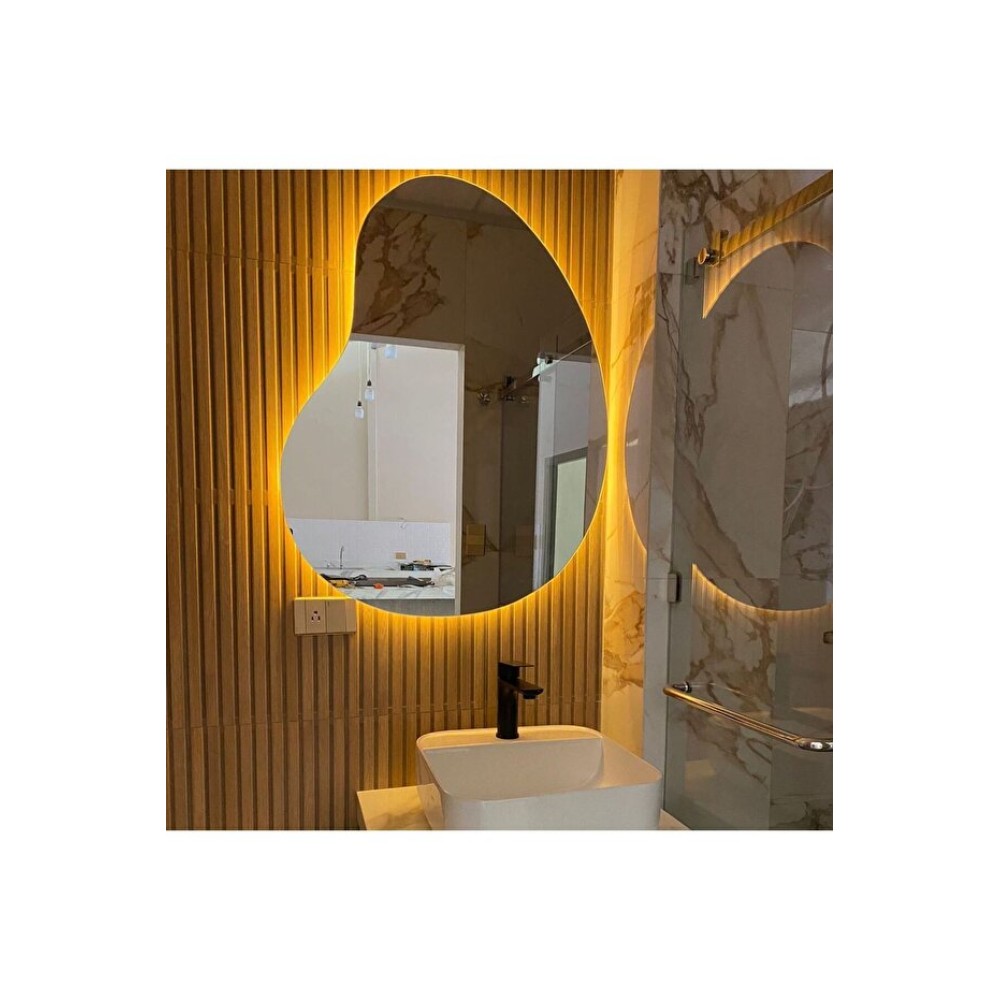 Διακοσμητικός Καθρέφτης Τοίχου Αμάντι με Φωτισμό Διόδων Διαφανής 55x55 cm