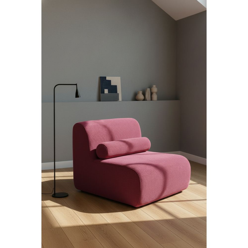 Πολυθρόνα Luma Minimal Καμπύλου Σχεδιασμού-  ροζ75x65x95cm