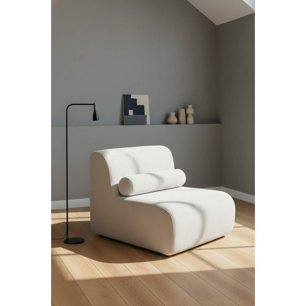 Πολυθρόνα Luma Minimal Καμπύλου Σχεδιασμού-  λευκό75x65x95cm