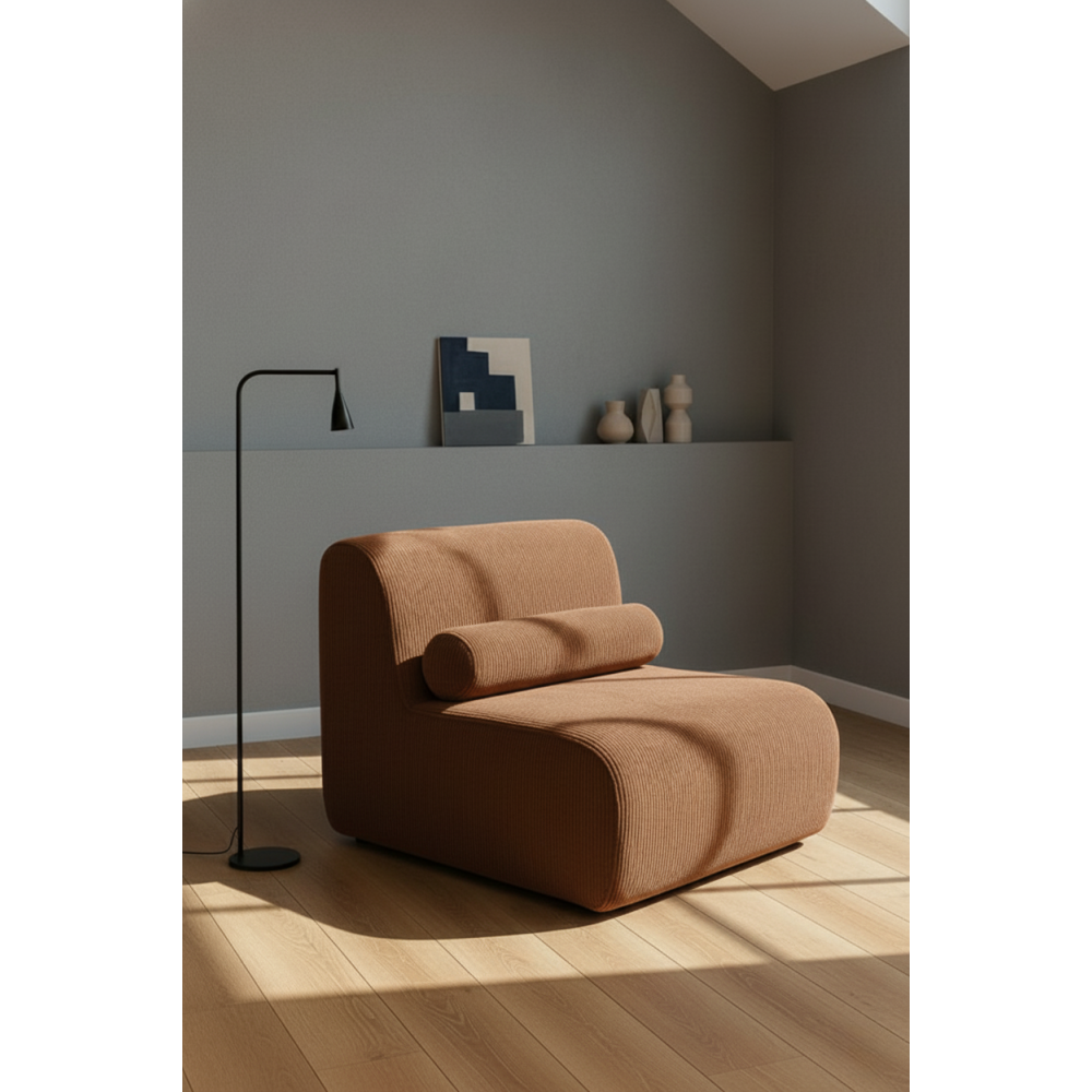 Πολυθρόνα Luma με Ριγέ Ανάγλυφο Ύφασμα - καφέ75x65x95cm