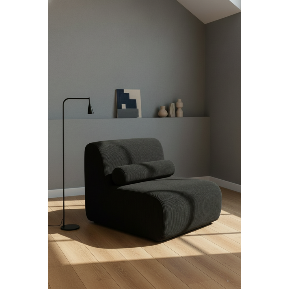 Πολυθρόνα Luma με Ριγέ Ανάγλυφο Ύφασμα - μαύρο75x65x95cm