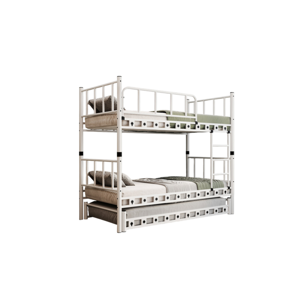 Stewehome Μεταλλική Κουκέτα Argimo Zambak με Συρόμενο Κρεβάτι-λευκό (90x200cm)