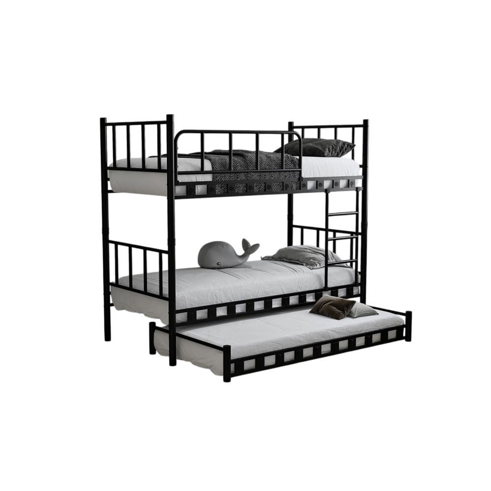 Stewehome Κρεβάτι Κουκέτα Argimo για Παιδικό Δωμάτιο με Δεύτερη Θέση Ύπνου-μαύρο (90x200cm)