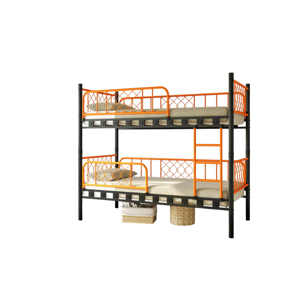 Stewehome Μεταλλική Κουκέτα Argimo Metis με Ενισχυμένα Κάγκελα Ασφαλείας -μαύρο/πορτοκαλί (90×190 Cm)