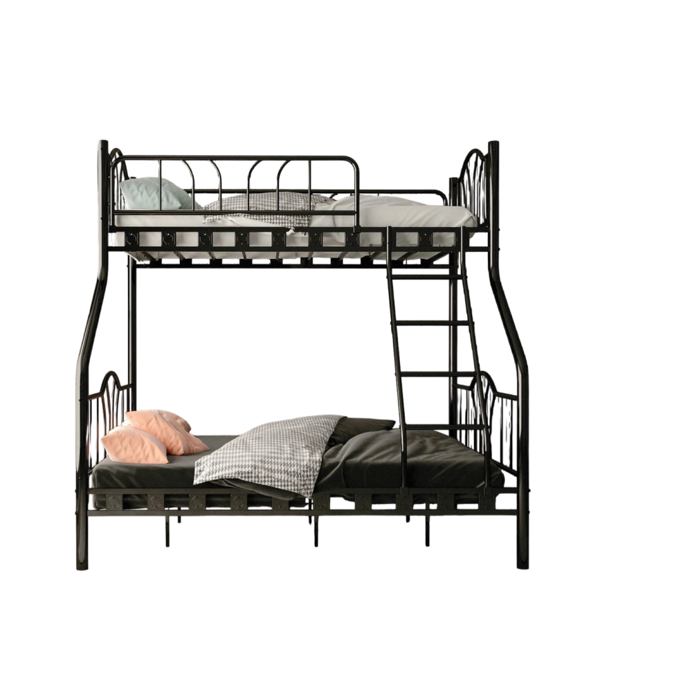 Stewehome Μεταλλική Κουκέτα Argimo İmaj με Διπλό Κάτω Κρεβάτι -μαύρος (140x190cm)