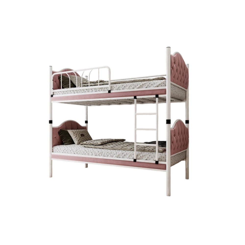 Stewehome Διώροφη Μεταλλική Κουκέτα Melis- Ροζ (90x200cm)