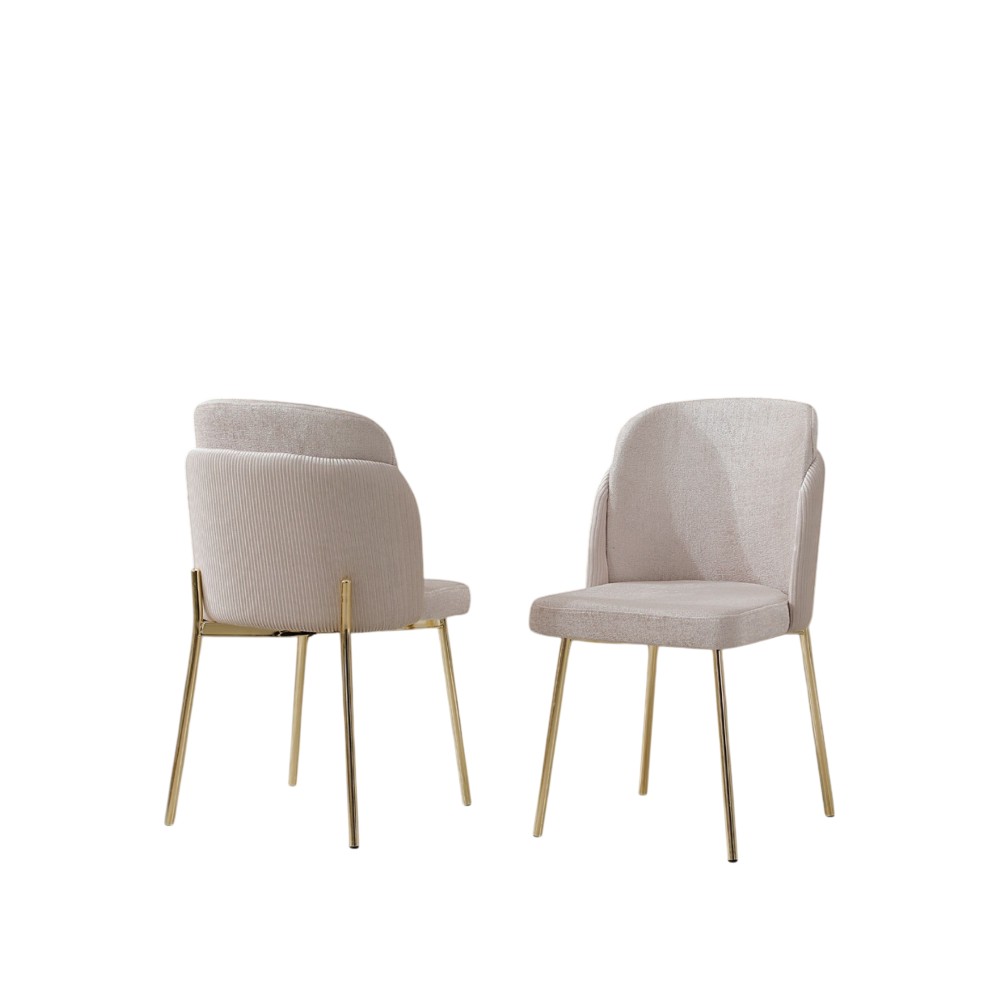 Καρέκλα Τραπεζαρίας Paris Akua με Χρυσά Μεταλλικά Πόδια και Ανοιχτό Μπεζ Ύφασμα 44x45x105cm