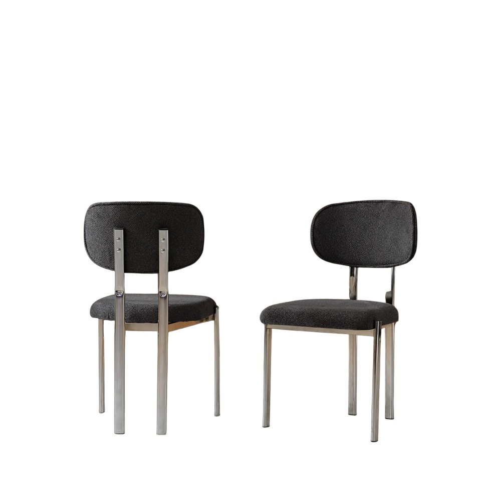 Καρέκλα Τραπεζαρίας Τ με Υψηλή Πλάτη και Ύφασμα Puffy σε Σκούρο Γκρι 42x45x105cm