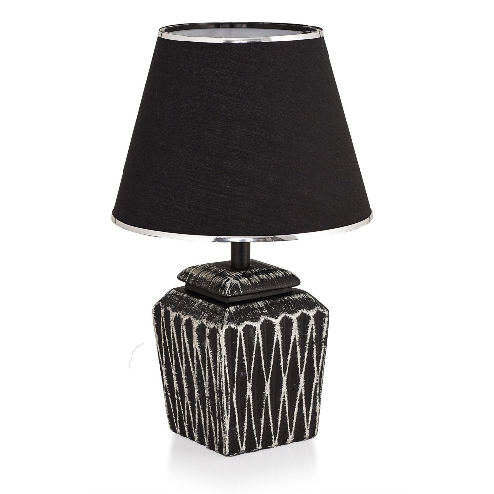 Stewehome διακοσμητικό κεραμικό πορτατίφ μαύρο ασημί σχέδιο 22x39cm