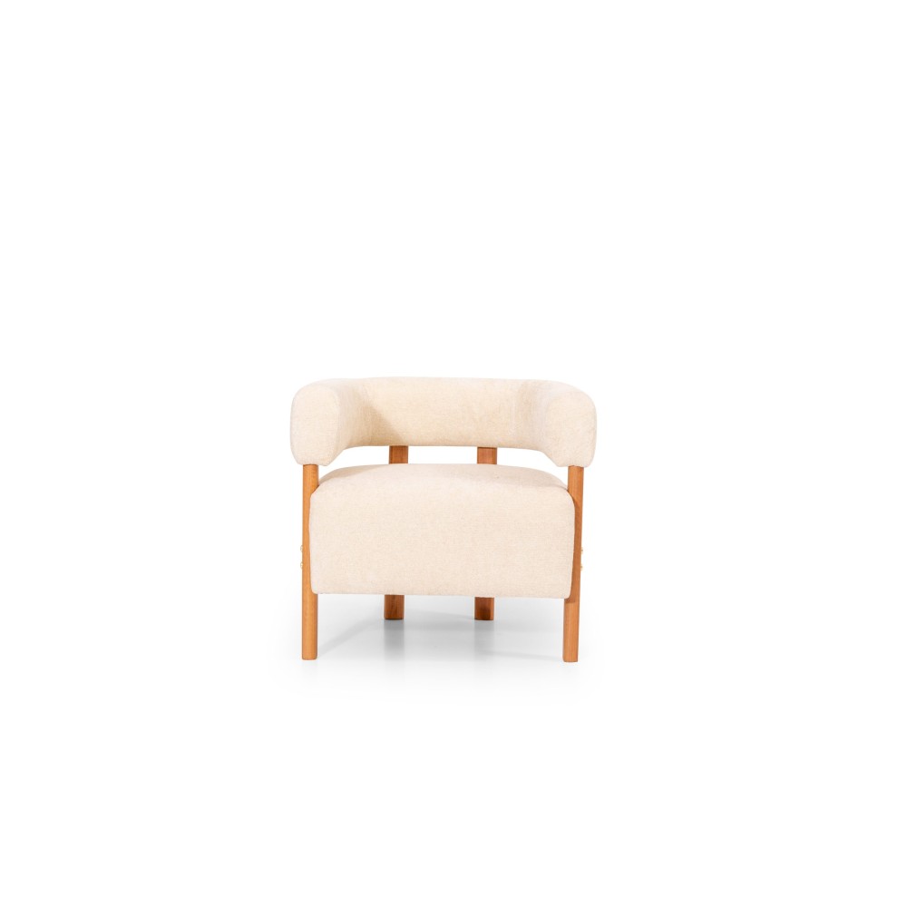 Sweet Πολυθρόνα Σχεδιασμού για Σαλόνι με Φυσικά Ξύλινα Πόδια -μπεζ60x60x68cm