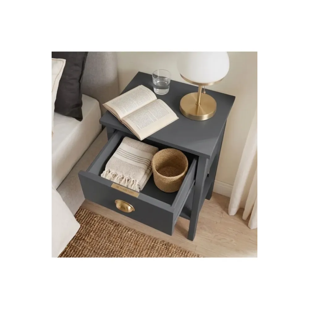 Stewehome Κομοδίνο με ένα συρτάρι και χρυσή λαβή 40x35x70 cm